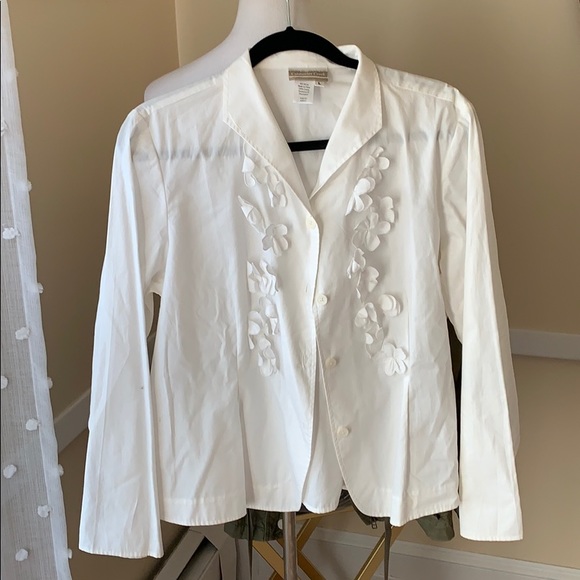 Coldwater Creek Tops - Coldwater Creek Large White Cotton Blouse in EUC